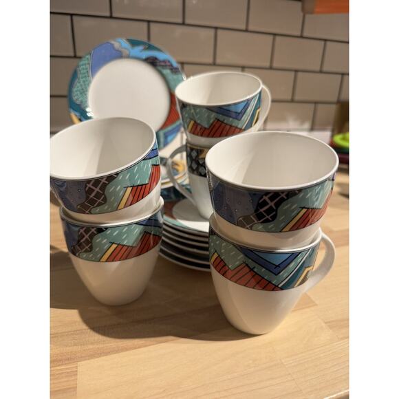 Christopher Stuart HK 100 Rave Service For 6 Post Modern Design Vintage EUC - Picture 5 of 11